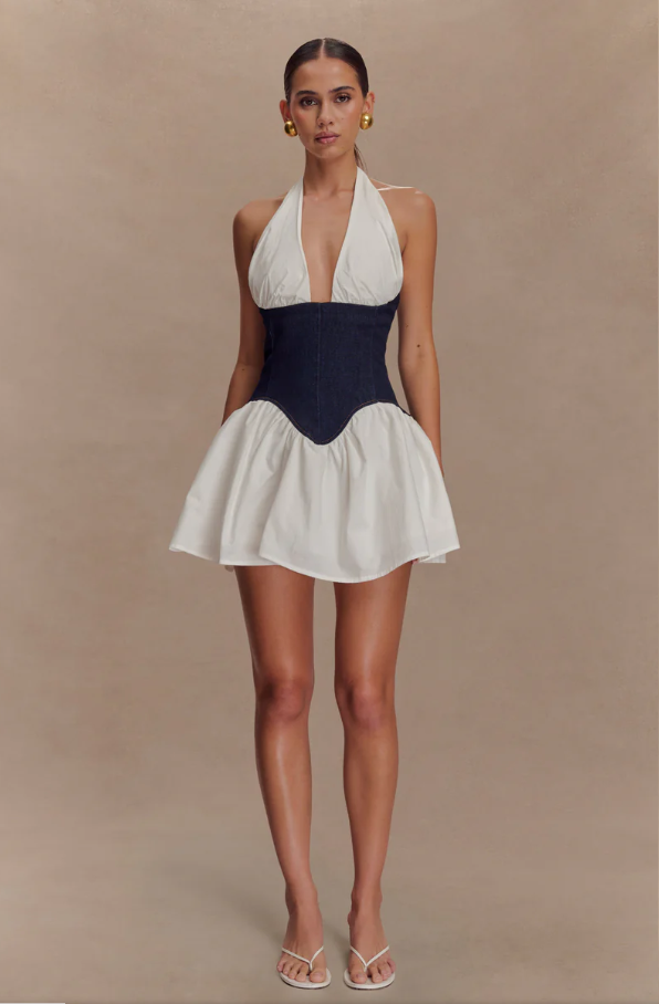Merlyn Denim Cotton Mini Dress - Indigo Blue