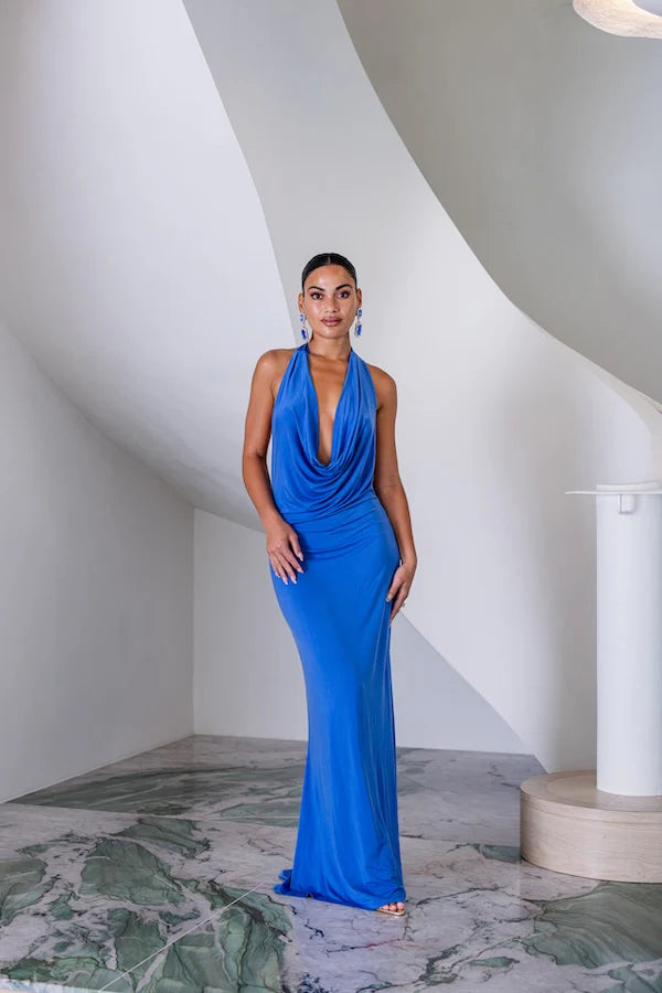 Saint Plunge Maxi Dress Sapphire