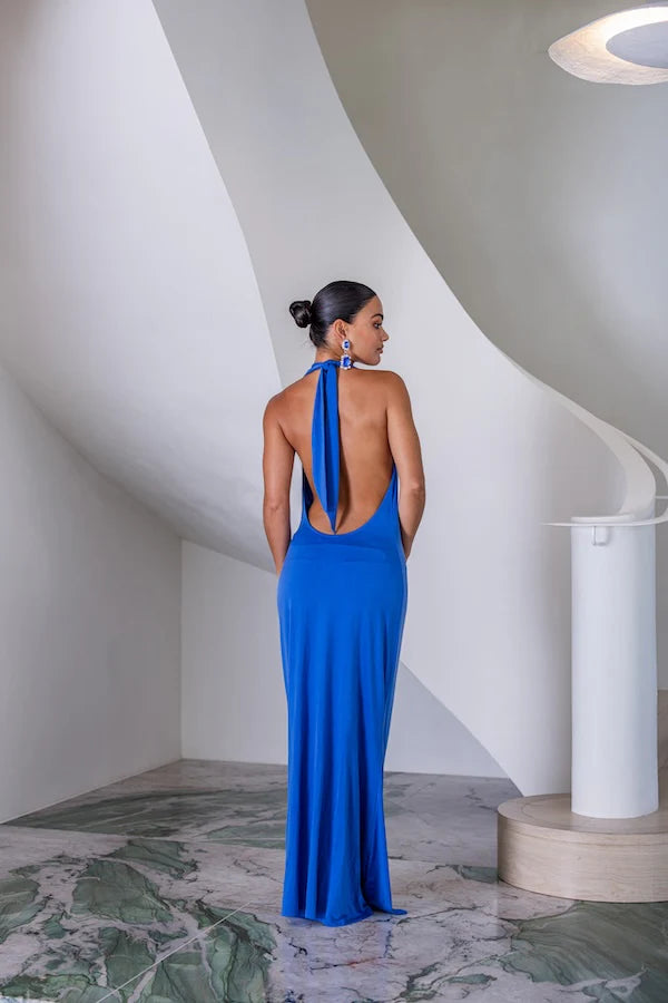 Saint Plunge Maxi Dress Sapphire