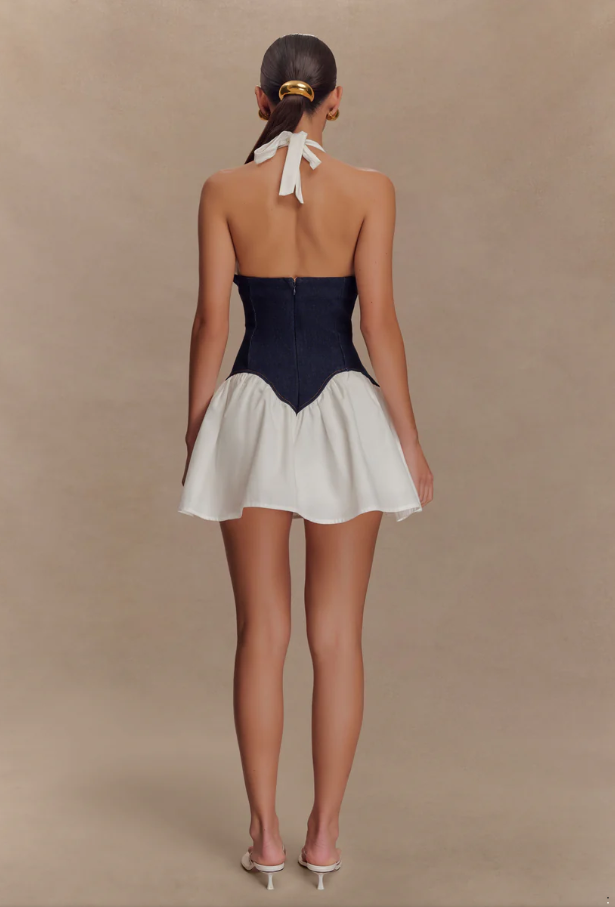 Merlyn Denim Cotton Mini Dress - Indigo Blue